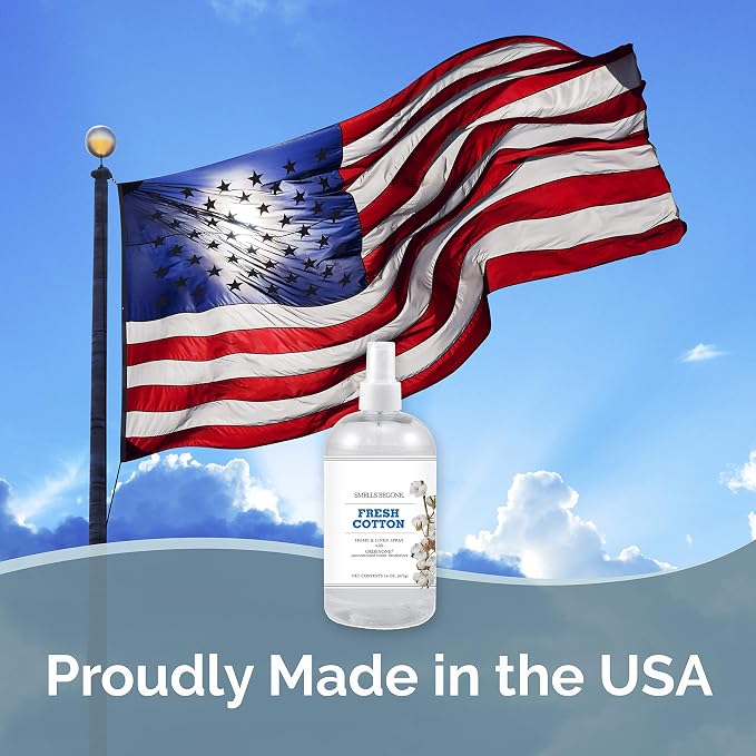 SMELLS BEGONE Air Freshener Home & Linen Spray - 16 oz, Pack of 2 - Odor Eliminator - Made with Essential Oils (Fresh Cotton)
