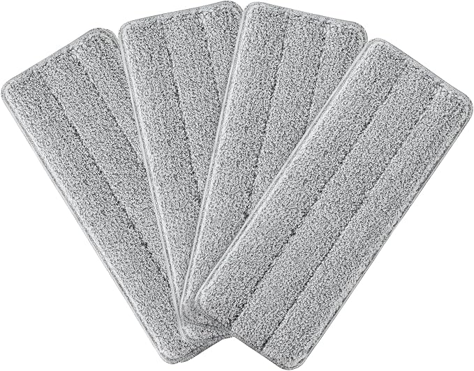 JOYMOOP Microfiber Flat Mop Pads, Washable Replacement Pads for 13 Inch Mop System, Grey, Pack of 4