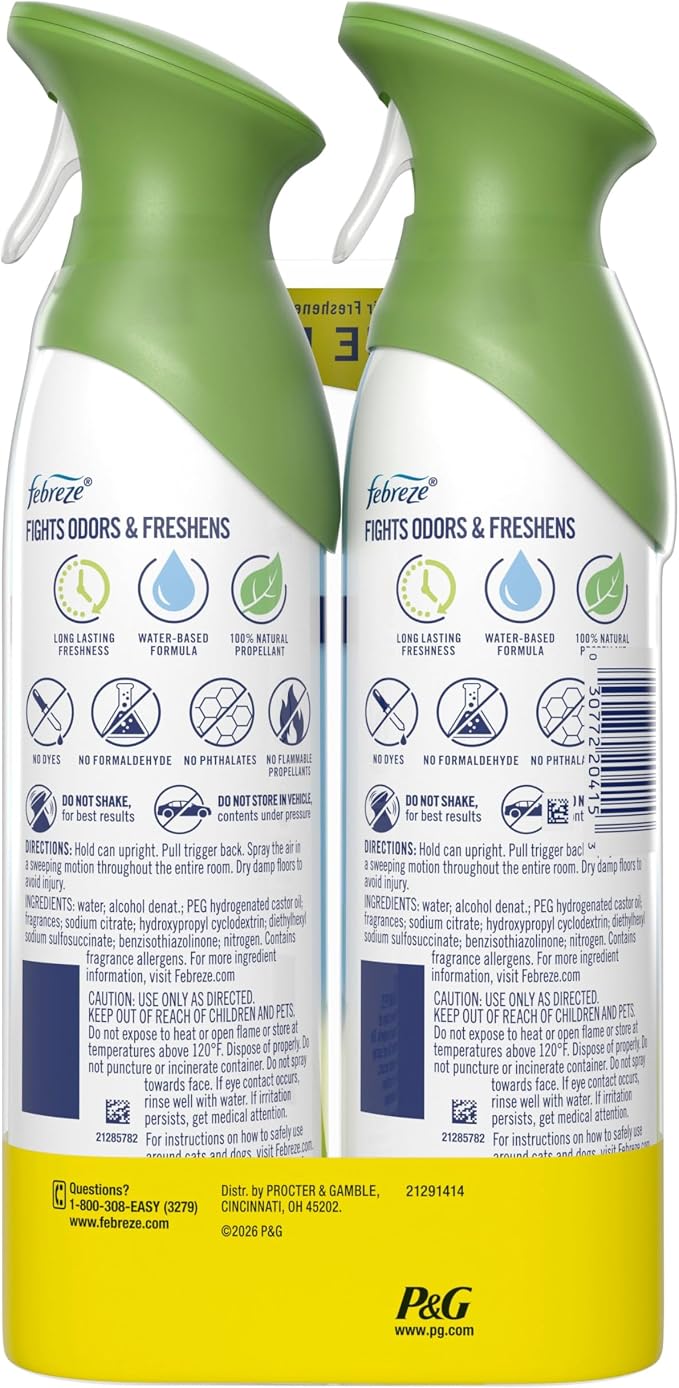Febreze Air Mist, Air Freshener Spray, Odor Fighting Room Spray, Deodorizer for Home Bathroom Kitchen Office Apartment Dorm Room Classroom, Gain Original Scent, 8.1oz, (Pack of 2)