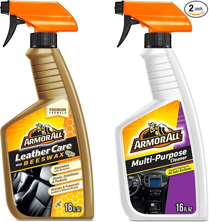 Armor All Car Leather Cleaner Spray, 16 Oz + Multi Purpose Cleaner, Car Cleaner Spray for All Auto Surfaces 16 Fl Oz