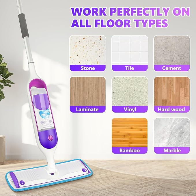 6 Pack Reusable Mop Pads Compatible with Swiffer PowerMop, Wood Floor Pads Microfiber Mop Replacement Refills Machine Washable for All Floor Surfaces