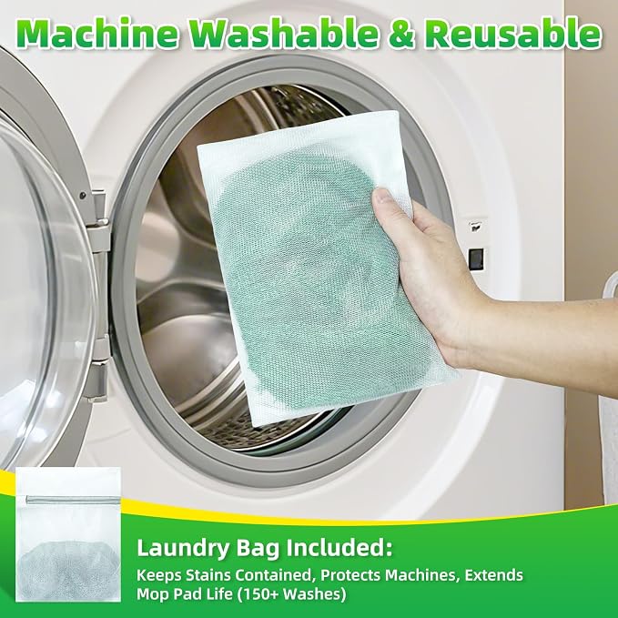 Reusable Microfiber Mop Pads Compatible with Swiffer Sweeper Mop - Heavy Duty Wet Pads Refill & Washable Wet Cloths for Multi-Surface Floor Mopping - Stubborn Stains Removal (Forest Green )