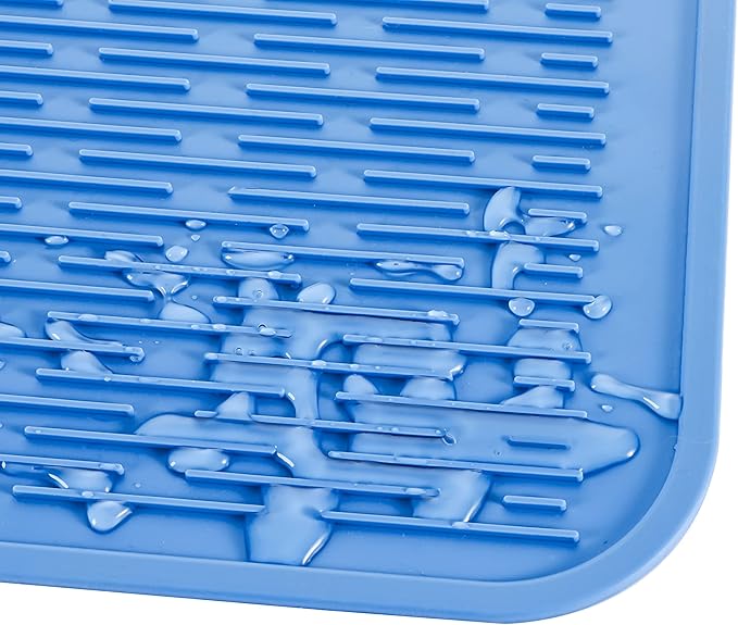 MicoYang Silicone Dish Drying Mat for Multiple Usage,Easy clean,Eco-friendly,Heat-resistant Silicone Mat for Kitchen Counter or Sink,Refrigerator or Drawer Liner Lichen BlueL 3XL 28 inches x 18 inches