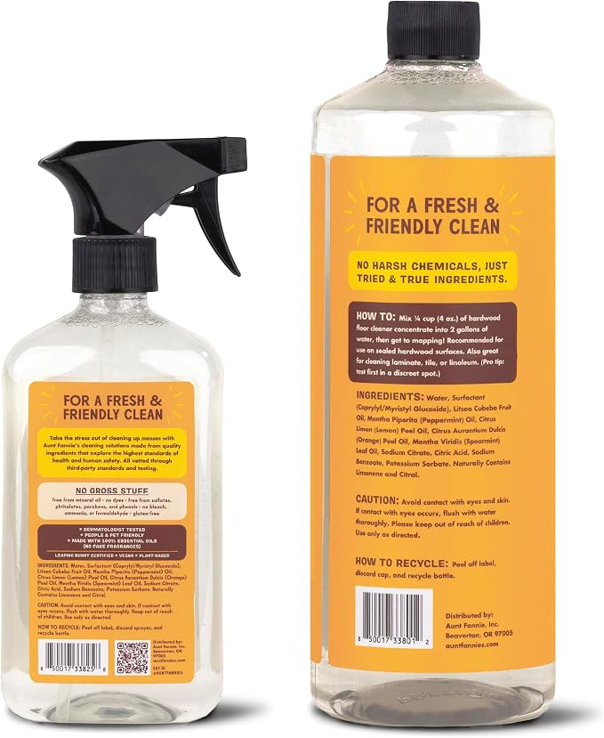 Aunt Fannie's Bundle: Hardwood Floor Cleaner and All-Purpose Wood Spray