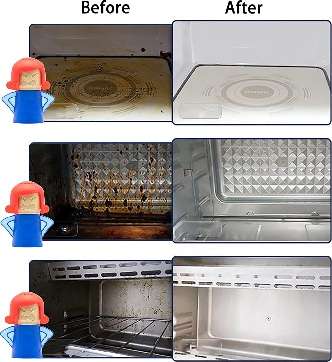 Angry Mum Microwave Oven Cleaner for Kitchen Office, Microwave Cleaner Angry Mom Steamer Cleaning with Vinegar and Water, Chemical Free, Steams From Head (Blue)