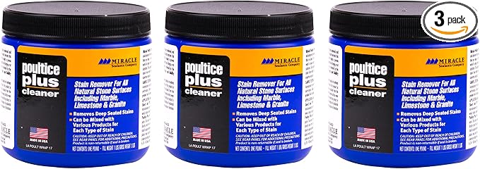 Miracle Sealants Poultice Plus Stain Remover for Countertops, Tile, Stone & Masonry, 1 lb, 3 Pack