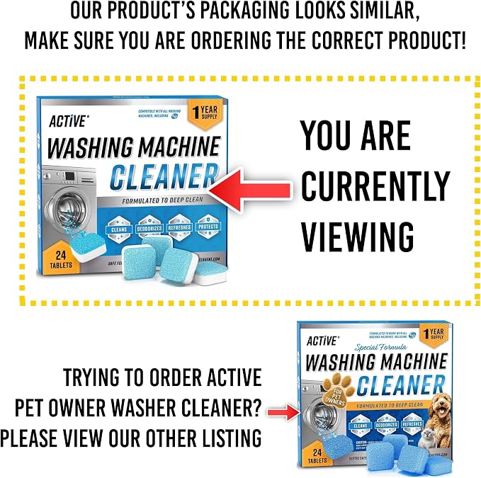 Washing Machine Cleaner Descaler 24 Pack - Deep Cleaning Tablets For HE Front Loader & Top Load Washer, Septic Safe Eco-Friendly Deodorizer, Clean Inside Drum and Laundry Tub Seal - 12 Month Supply