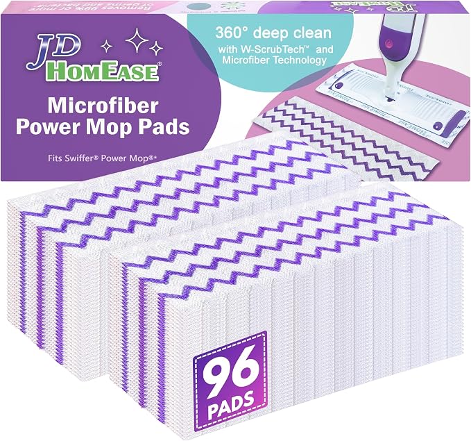 96 Pack Microfiber Disposable Pads for Swiffer PowerMop Multi-Surface Mopping Pad Refills, Deep Clean Replacement
