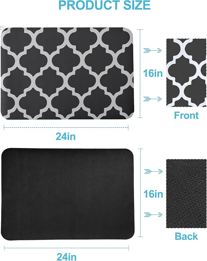 Dish Drying Mat for Kitchen Counter, 16"x24" Dish Drying Pad with Non-slip Rubber Backed, Hide Stain Anti Absorbent for Kitchen Counter, Drying Mat for Coffee Machine Dish Rack (Gray Trellis)