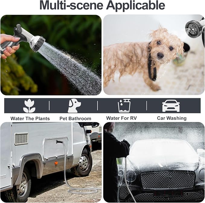 SPECILITE 175ft 304 Stainless Steel Metal Garden Hose with Nozzle | Puncture Resistant, Flexible, Never Kink & Tangle, Heavy Duty Water Pipe for Yard, Outdoor, Lawn