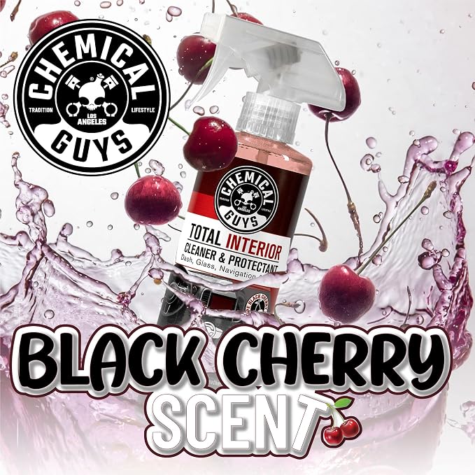 Chemical Guys, Total Interior Cleaner & Protectant, Black Cherry, 16 oz | Cleans leather, vinyl, plastic and glass in one step with a Black Cherry scent and a fresh, factory-style finish