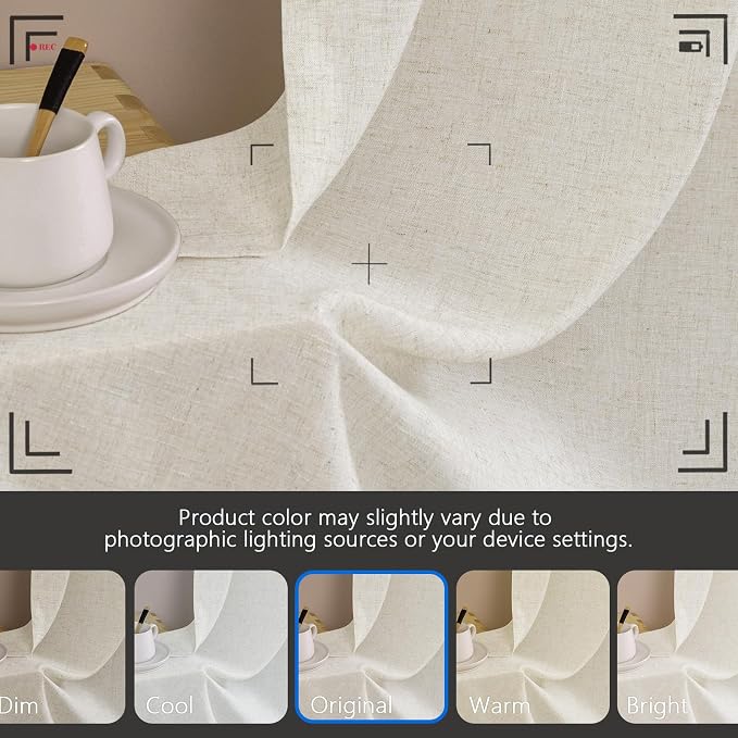 jinchan Lien Tier Curtains and Valances, 26x36, 3 Panels, Natural | Light filtering, rod pocket, cafe curtains, farmhouse, machine washable, small window decor, bathroom, laundry room, RV