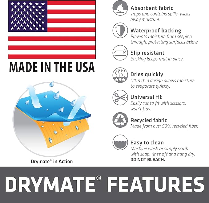Drymate Jumbo XL Dish Drying Mat (19”x24”), Low-Profile, Super Absorbent, Quick Dry Fabric, Waterproof & Slip-Resistant, for Kitchen Counter, Trimmable, Easy to Clean (USA Made)(GoodBlue)