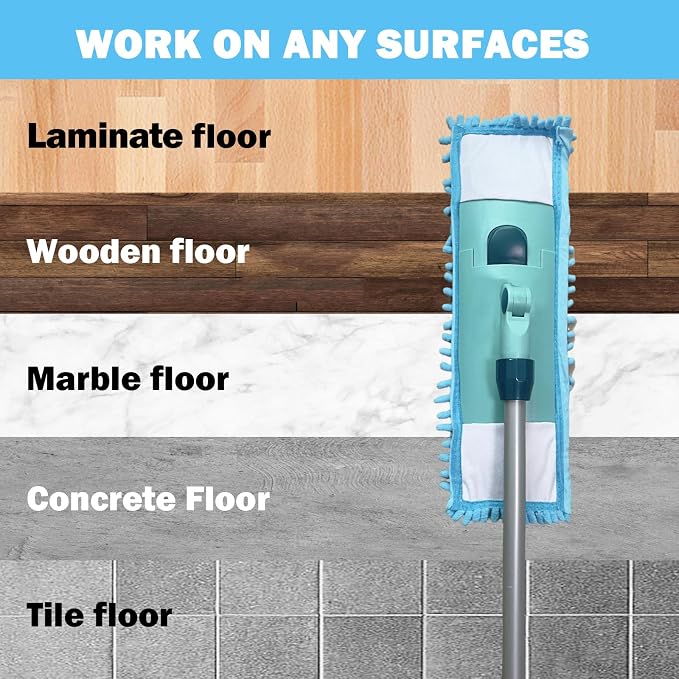 4PCS 16'' Microfiber Dust Mop Pads Compatible with Leifheit 55210 | Reusable Mop Refills,Replacent Wet Mopping Pad & Washable Dry Sweeping Cloths for Hardwood Floor/Tile/Marble Cleaning