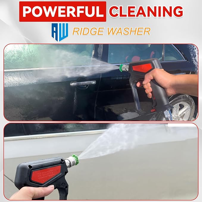 RIDGE WASHER Pressure Washer Gun 5000 PSI, 1/4'' Quick Connector | Power Washer Short Gun with 3/8" Quick Connect, 12 GPM, M22 Fitting