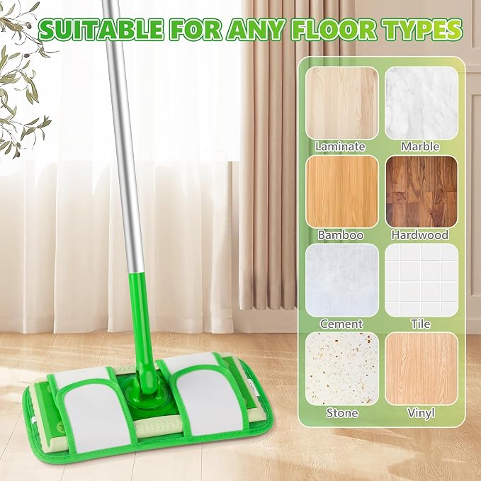 Microfiber Mop Pads Compatible with Swiffer Sweeper Mop, Wet Pads Refills Dry Pads Reusable Wet Pads Mop Refill Pads Dry Wet Refills Washable Pads Wood Floor Pads for Wet Dry Cleaning(4 Pack)