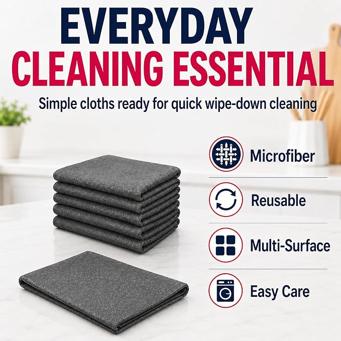 6Pcs XXL Genie Magic Cleaning Cloth, Microfiber Cleaning Cloths | Reusable, Lint-free and Streak-free Cloths for Mirrors, Windows, Kitchens, Bathrooms, Cars & Screens