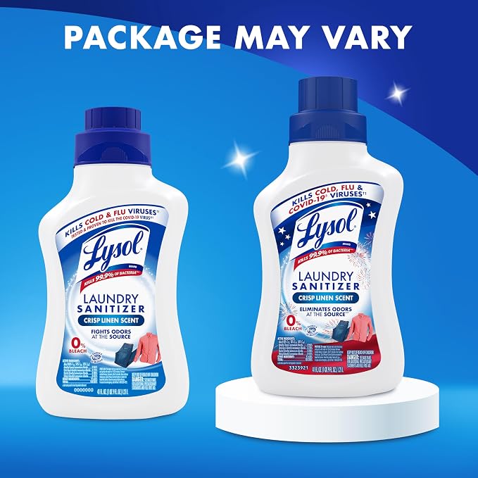 Lysol Disinfectant Laundry Sanitizer & Scent Booster, Laundry Detergent Additive, Color Safe Bleach Alternative, Laundry Odor Eliminator, Kills Bacteria & Viruses, Crisp Linen Scent, 41 Fl Oz Liquid
