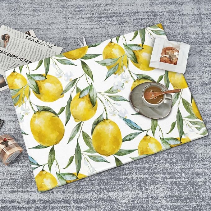 Lemon Dish Drying Mat For Kitchen Counter, Super Absorbent Microfiber Dish Drying Pad, Kitchen Gadgets For Easy Clean Multi-Use Large 18"x24"