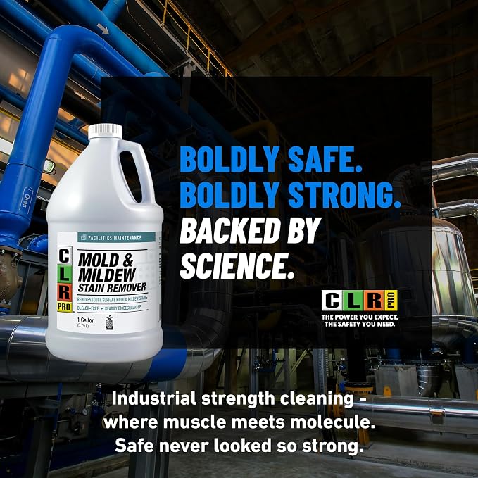 CLR PRO Heavy Duty Bleach-Free Mold & Mildew Stain Remover - Works on Tile, Wood, Concrete, Glass, and More, 1 Gallon Bottle