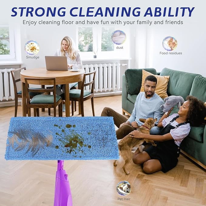 Sgizoku Mop Pads Replacement for Rejuvenate, Compatible with Rejuvenate Click N Clean, Resuable Microfiber Mop Refill Head, Easy to Replace, Machine Washable (6 Pack, Purple, Microfiber, Floor)