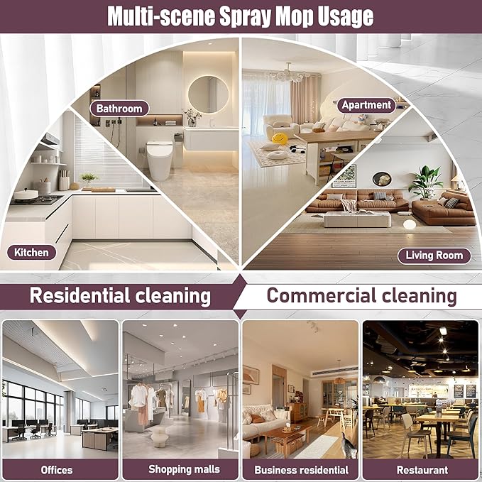 Spray Mops for Floor Cleaning: MEXERRIS Wet Mop with 3 Washable Pads for Swiffer Powermop - Floor Mop with Refillable Bottle - Home Commercial Dust Mops for Hardwood Laminate Ceramic Tiles