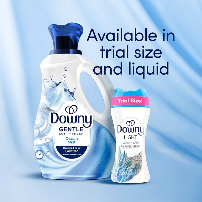 Downy Light Laundry Scent Booster Beads,Ocean Mist Scent,24 OZ,In-Wash Fabric Beads Designed To Be Gentle With A Light Boost Of-Scent,No Heavy Perfumes,(Pack of 2)