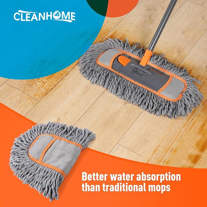 CLEANHOME Microfiber Dust Mop Replacement Pads for Hardwood Floor Cleaning | 3 Packs, Washable and Reusable Chenille Mop Pads