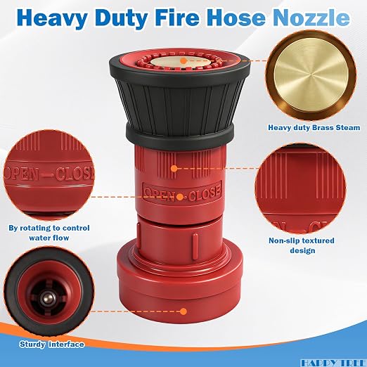 Happy Tree 2" NPSH Fire Hose Nozzle Thermoplastic Fire Equipment Constant Flow Fog Nozzle