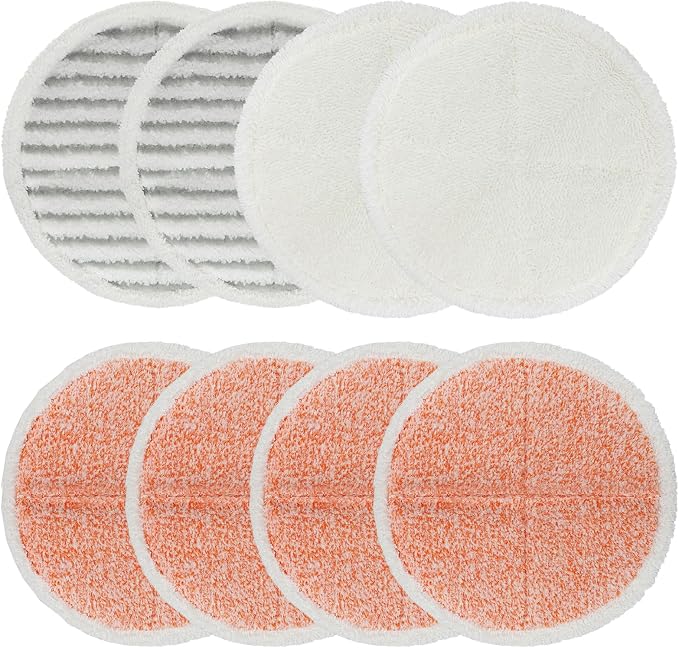 Spinwave Mop Pads Replacement Set Compatible with Bissell Spinwave 2039A 2124: 4 Heavy Scrub Pads, 2 Soft Pads, 2 Scrubby Pads by BeiLan (8Pack)