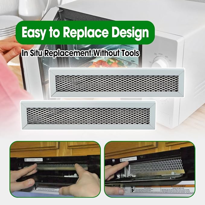 2Pcs Microwave Filter Fit for Frigidaire FGMV175QFA FGMV154CLFA FFMV1745TSA FFMV1745TWA FGBM15WCVFA FGBM19WNVDA FGBM19WNVFA FGMV153CLBA, Oven Charcoal Filter