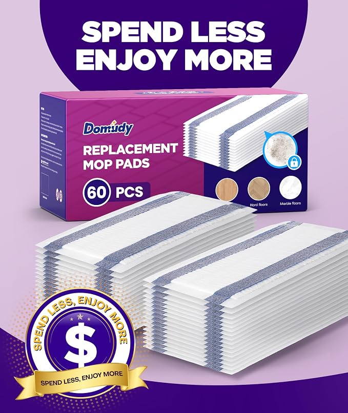 4-Layer Super Absorbent Pad Refills for Swiffer Wet Jet Mop, Heavy Duty & No-Shedding Mopping Pads Refill, Disposable Streak-Free Cleaning for All Sealed Floors 60 Pack