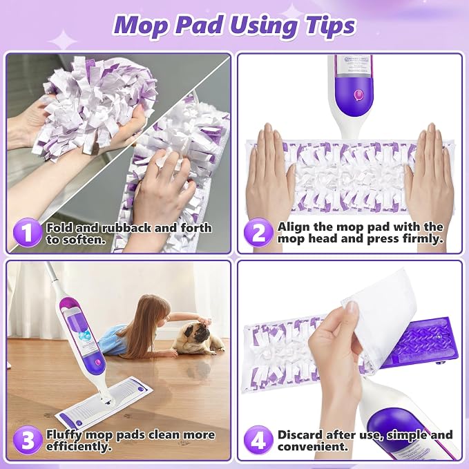 Mop Pad Refills for Swiffer PowerMop: 20 Pcs Disposable Pads | Wet Dry Use, 10-Layer Design, for 13" - 15" spray mops, Tile Hardwood Multi-Surface Floor Cleaning