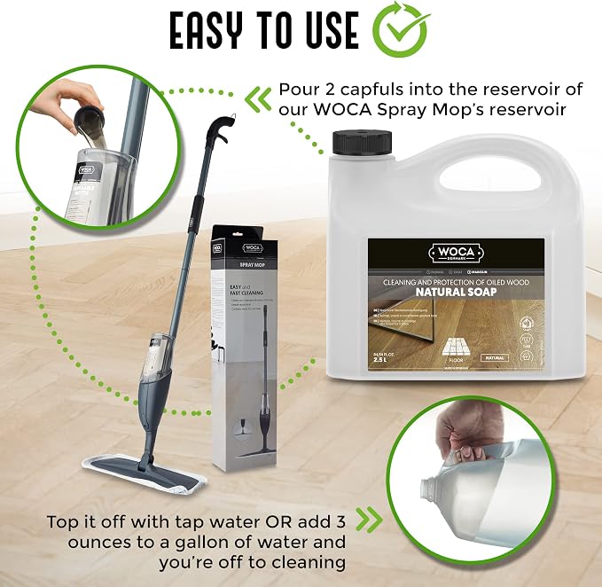 WOCA Natural Soap, Natural 1L - Concentrated Wood Cleaner for oil finished hardwood floors, tables, millwork, cutting boards, countertops and butcher block