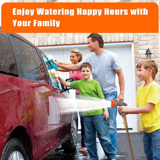 Garden Hose Nozzle Sprayer - 9 Spray Patterns, On Off Valve Heavy Duty Hose Sprayer Nozzle for Watering Plants & Lawns, Washing Cars & Pets - Outdoor Water Hose Nozzle Head Attachment