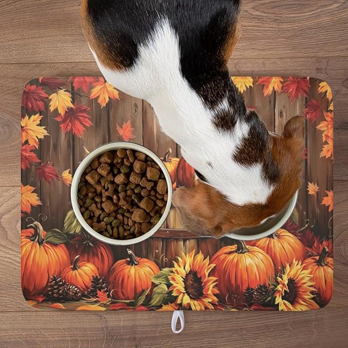 Fall Pumpkin Dish Drying Mat for Kitchen Counter Thanksgiving Autumn Harvest Pumpkin Microfiber Dish Drainer Mat Rustic Farmhouse Absorbent Washable Drying Pad 18"x24"