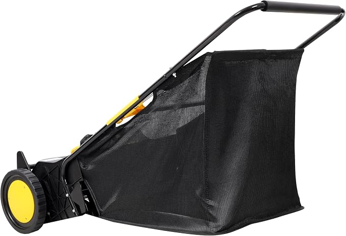 KEIKI 21 Inch Hand Push Lawn Sweeper, Leaf & Grass Collector with Adjustable Brush Height, Pickup Sweeper for Yard Leaf Picker Upper, Large 3.5 Cu. Ft Hopper Bag Capacity, Easy Assembly, Black