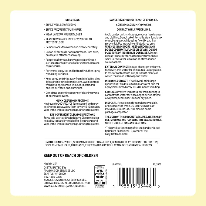 Amazon Basics Heavy Duty Oven Cleaner, Lemon Scented, 16 oz, Pack of 1