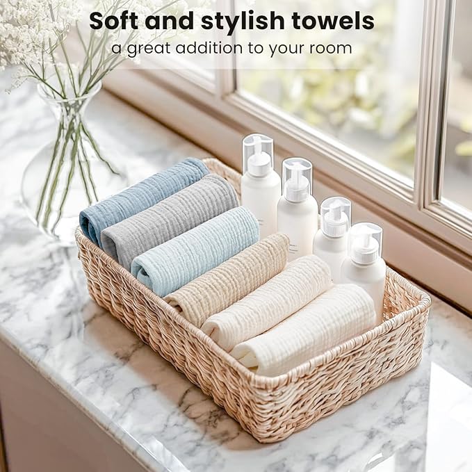Konssy 6 Pack Face Cloths, Soft Wash Cloth for Washing Face, Cotton Face Towels for Sensitive Skin Women Facial Makeup Remover Reusable Absorbent Washcloths (11 x 11 Inch)