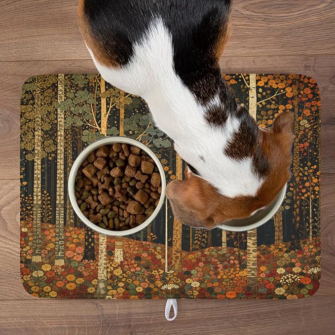 Fall Dish Drying Mat for Kitchen Counter Autumn Forest Vintage Botanical Nature Microfiber Dish Drainer Mat Antique Rustic Farmhouse Absorbent Washable Drying Pad 18"x24"