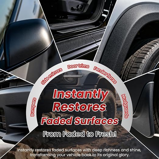 Plastic Restorer for Cars, Black Trim Restorer for Faded Plastic, Vinyl & Rubber, Long-Lasting UV Protection, Restores Deep Black Shine, Car Exterior & Bumper Trim Restorer, 3.38 fl oz