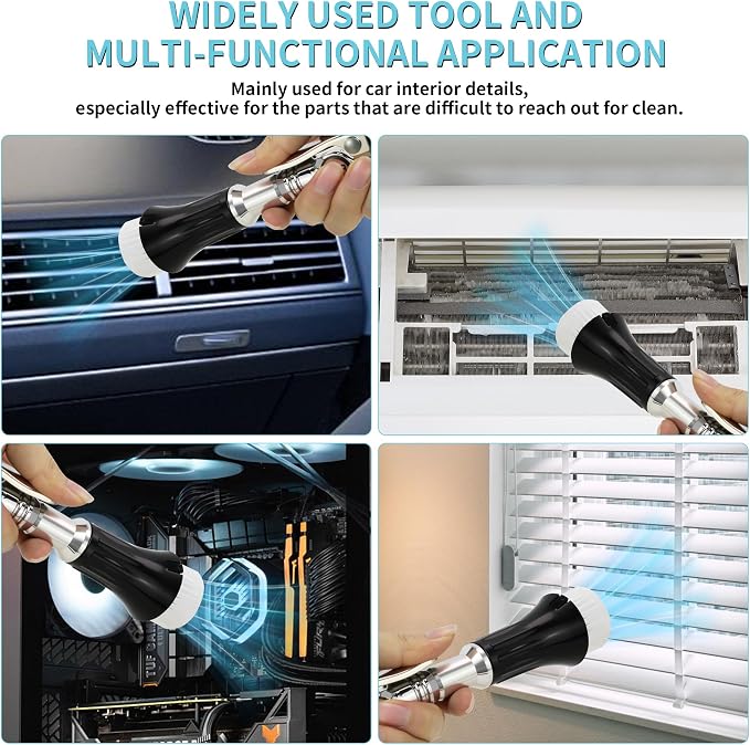 GOCCIDA Mini Tornado Air Blow Gun with Detachable Brush Car Cleaning Kit | Vortex Cleaning Gun Trumpet Head High Pressure Dryer Blow Gun Pneumatic Interior Cleaning Tool with Tornado Airflow