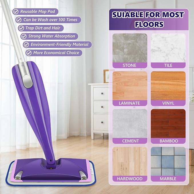Reusable Mop Pads Compatible with Swiffer Wet Jet, Wet Jet Pads Refills for Swiffer Mop, Microfiber Replacement Pads for Hardwood Floor Cleaning, Dry Wet Mopping Cloths for 12" Wet Jet Refill, 4 Pack