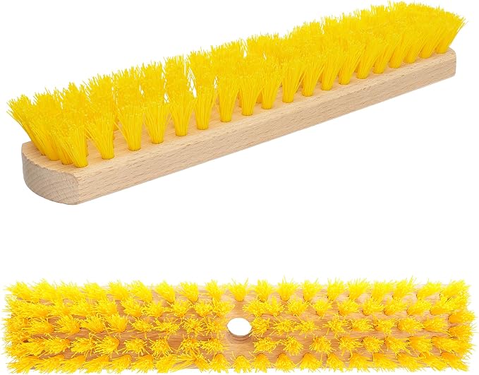 Deck Scrub Brush Head 11.81" - Deck Brush for Scrubbing Heavy Duty, Scrub Broom Head with Hard Nylon Bristles, Concrete Brush, Outdoor Stiff Bristle Brush for Cleaning Wooden Deck, Floor, Garage