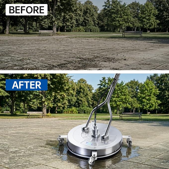 TOR 24" Pressure Washer Surface Cleaner with 4 Wheels, Surface Cleaner for Pressure Washer, Stainless Steel Dual Handle Power Washer Surface Cleaner for Concrete, Driveway, Patio, Sidewalk