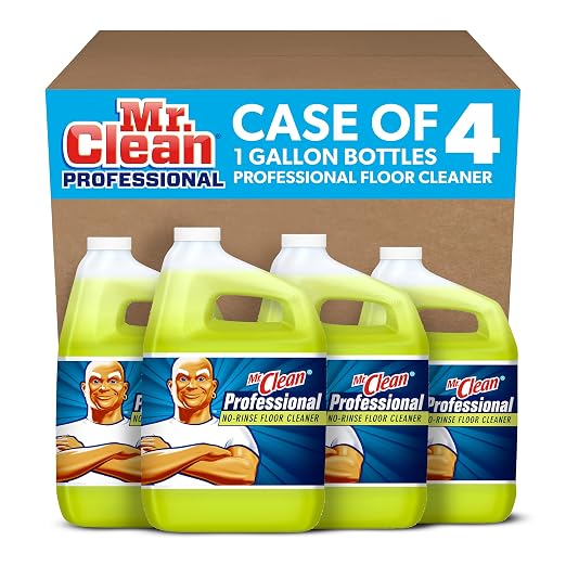Mr. Clean PRO No-Rinse Floor Cleaner, Bulk Liquid Concentrate for Professional Cleaning, Commercial Use, 1 gal (Case of 4)