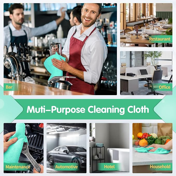 FIXSMITH Turquoise Microfiber Cleaning Cloth -Pack of 12, Highly Absorbent Cleaning Rags, 16"X12" All Purpose Cleaning Towels for Housekeeping, Kitchen, Car, Lint Free and Reusable Microfiber Towels