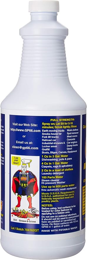 GP66 Green Miracle Cleaner Super Size (32 oz) – Powerful American Made All-Purpose Cleaner, Heavy Duty Concentrated Formula Cleans Kitchens, Bathrooms, Laundry, Ovens, Floors, Engines & More