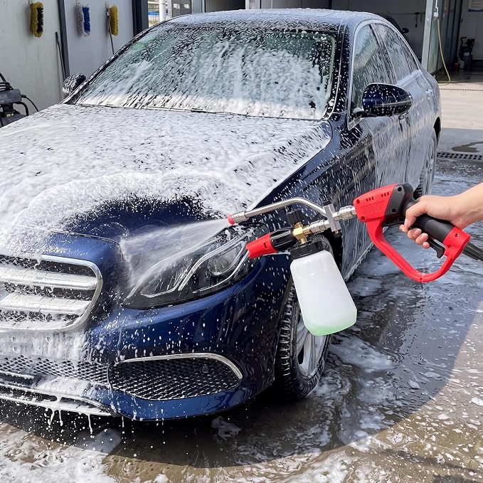 Foam Cannon for Pressure Washer, 5000 Psi, 1L, 6 Nozzles | 2-In-1 Foam And Rinse, Dual Connector, Adjustable Foam Output, 1/4" Quick Connect, Rust-Resistant Build
