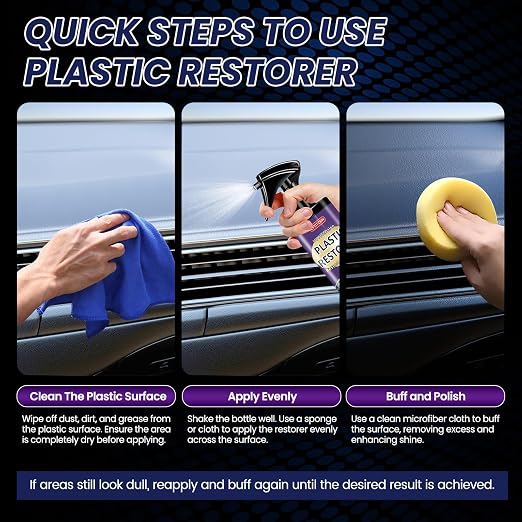 Black Plastic Restorer for Cars - Ceramic Trim Coating Restores Faded Black Trim, Vinyl & Rubber | UV Protection & Deep Shine Polish | Long-Lasting Flexibility Renewal (5oz/150ml)